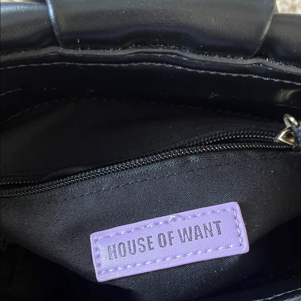 NWT House of Want Black Chill Framed Clutch Black Box Calf - Picture 8 of 11